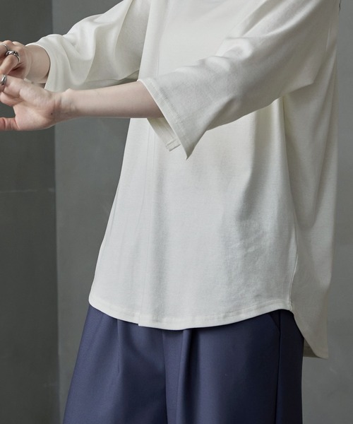 etoll.（エトル） tシャツ ボートネック七分袖Tシャツ レディース