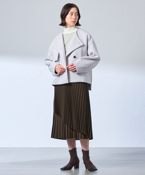 【最終値下】美品　毛ブレンド ノーカラーショートコート index（インデックス）の「◇カシミヤ混ノーカラーショート