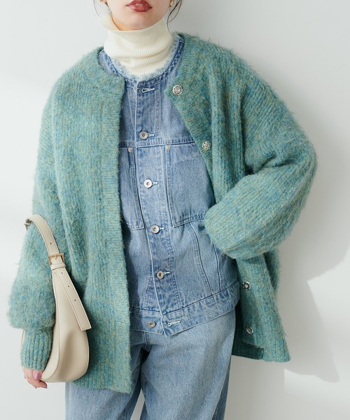 natural couture WEB限定 / カラーメランジ裏付きニットコート