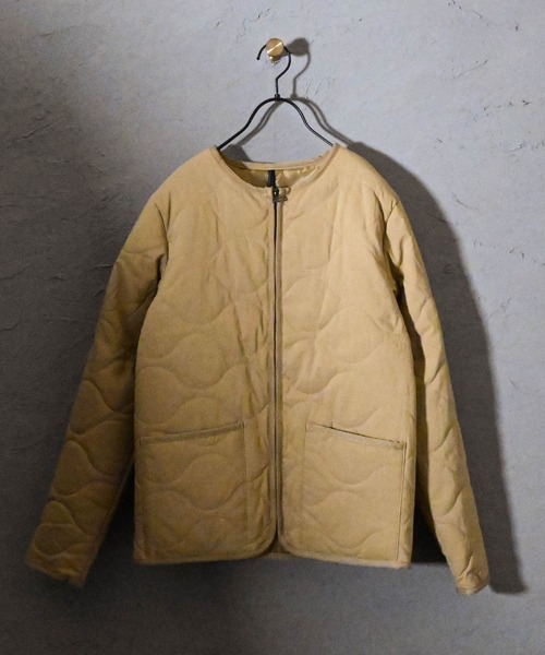 ジャケット ノーカラージャケット リップストップ パテッド