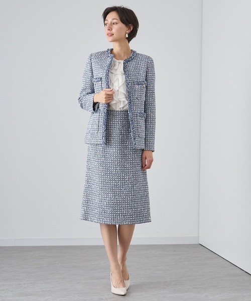 ANAYI（アナイ） スカート ミックスツイードバックフレア スカート