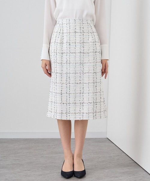 ANAYI（アナイ） スカート ミックスツイードバックフレア スカート