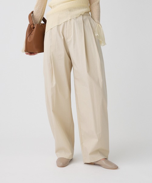ワイドパンツ パンツ コットンナイロンタックパンツ レディースの画像