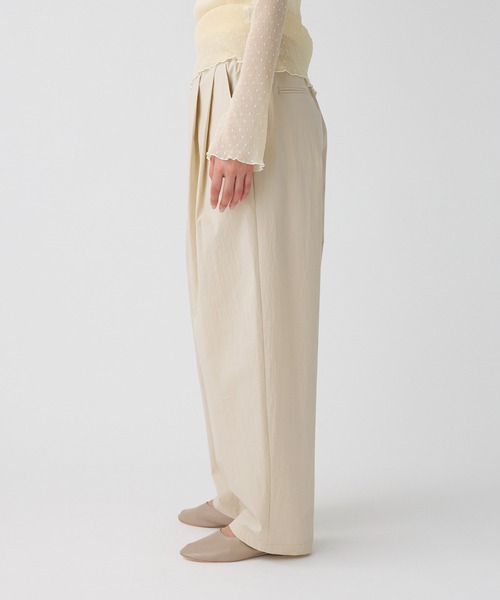 ワイドパンツ パンツ コットンナイロンタックパンツ レディースの画像