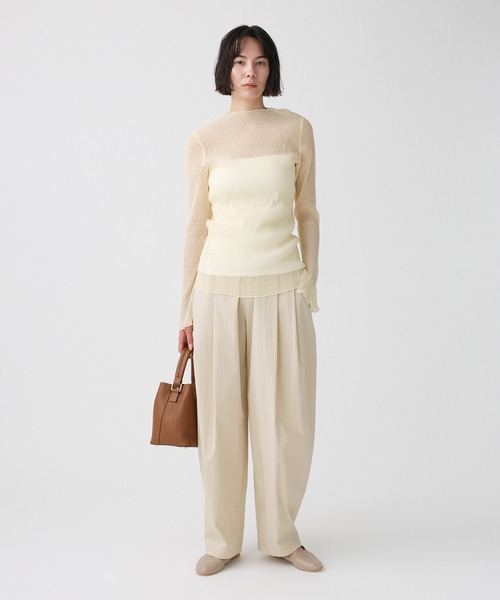 ワイドパンツ パンツ コットンナイロンタックパンツ レディースの画像
