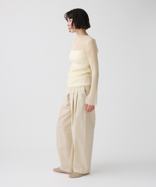 ワイドパンツ パンツ コットンナイロンタックパンツ レディースの画像
