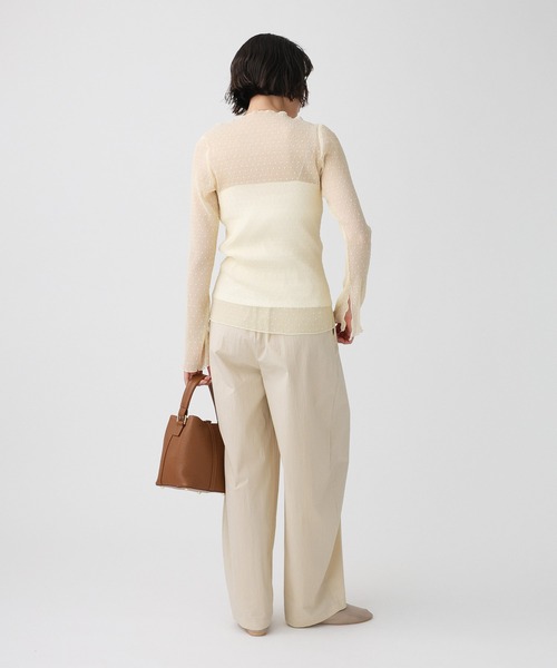 ワイドパンツ パンツ コットンナイロンタックパンツ レディースの画像