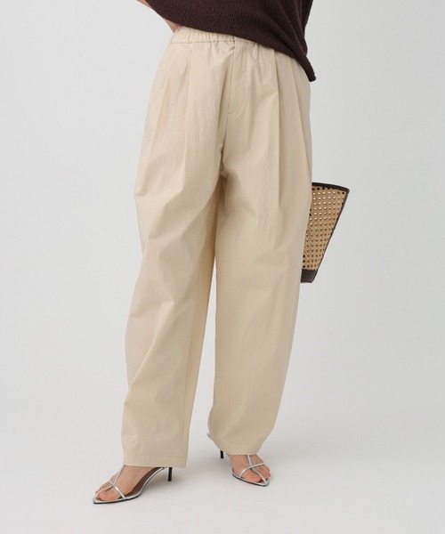 ワイドパンツ パンツ コットンナイロンタックパンツ レディースの画像