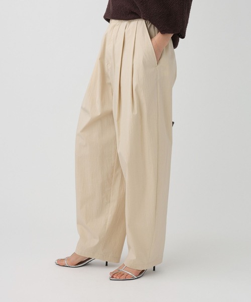ワイドパンツ パンツ コットンナイロンタックパンツ レディースの画像