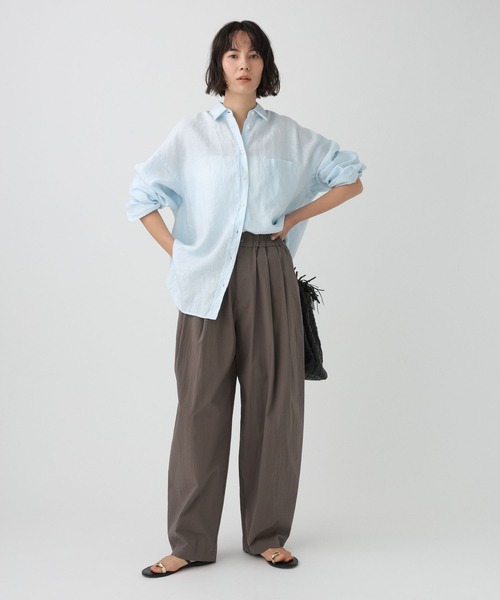 ワイドパンツ パンツ コットンナイロンタックパンツ レディースの画像
