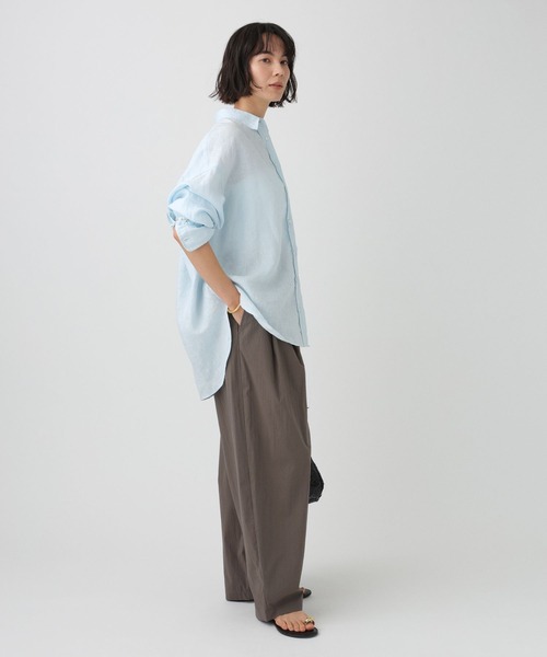 ワイドパンツ パンツ コットンナイロンタックパンツ レディースの画像