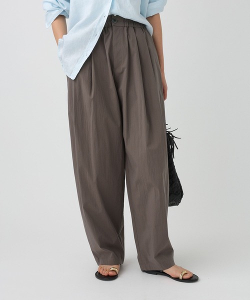 ワイドパンツ パンツ コットンナイロンタックパンツ レディースの画像