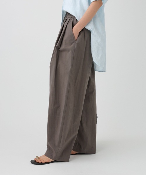 ワイドパンツ パンツ コットンナイロンタックパンツ レディースの画像