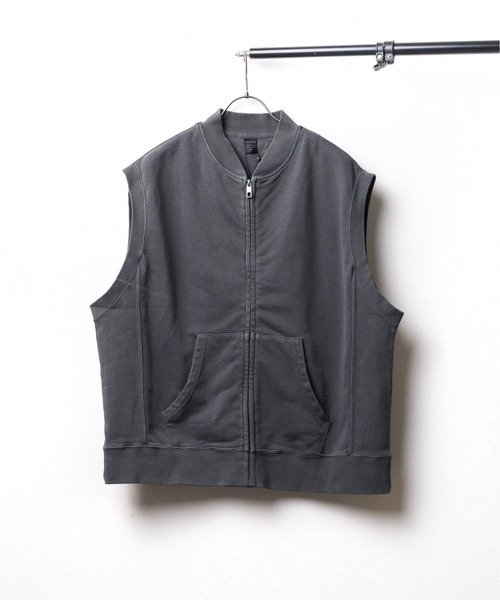 B.I.D. ベスト ジレ 「ピグメント加工裏毛スウェットZIPベスト メンズ