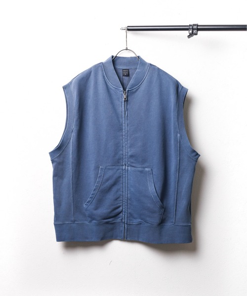 B.I.D. ベスト ジレ 「ピグメント加工裏毛スウェットZIPベスト メンズ