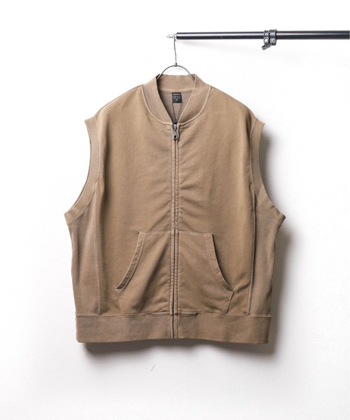 B.I.D. ベスト ジレ 「ピグメント加工裏毛スウェットZIPベスト メンズ