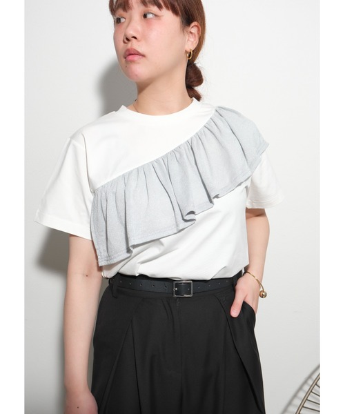 tシャツ ラメフリルカットTOPS レディース