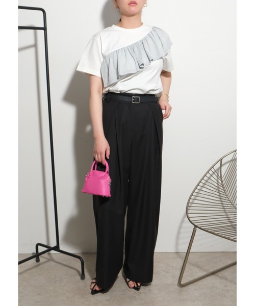 marry me Tシャツ　フリル palm RICHE tシャツ ラメフリルカットTOPS レディース