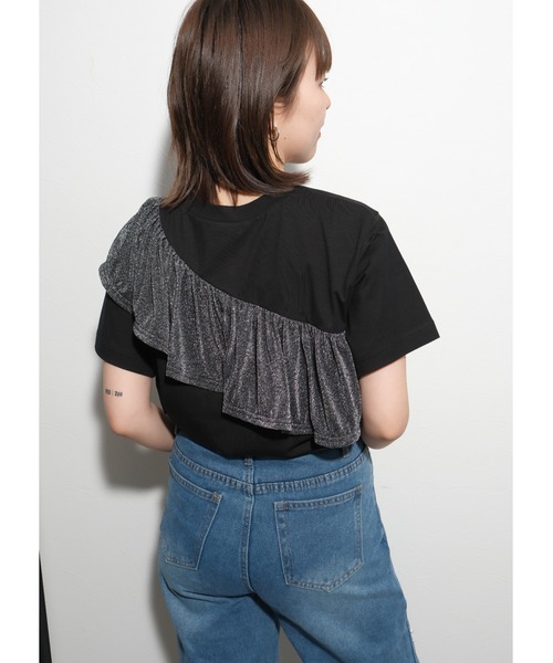 palm RICHE tシャツ ラメフリルカットTOPS レディース