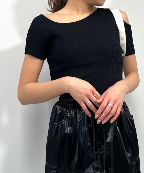ANNARITA N 売れ筋商品|||アナリタエヌ Tシャツ トップス レディース Tops Black tシャツ ANNA SUI NYC ボタニカルモチーフレースクロップド