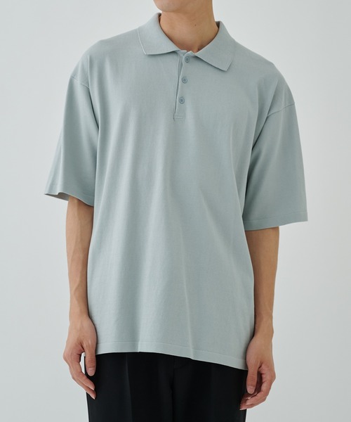 ATON　FRESCA PLATE POLO　４　ポロシャツ　日本製　カーキ. ATON ポロシャツ 「ATON/エイトン」FRESCA KNIT POLO メンズ