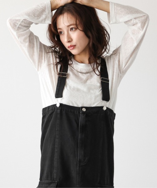 サスペンダー付きデニムスカート+パンツ ローゼン サスペンダー付きデニムスカート 186-255-021 | take2