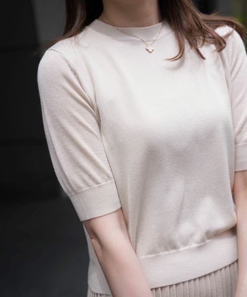 ニット セーター バック パール ベーシック ラメ ニット トップス HUIT レディース HUIT bouquet ニット セーター バック パール ベーシック ラメ