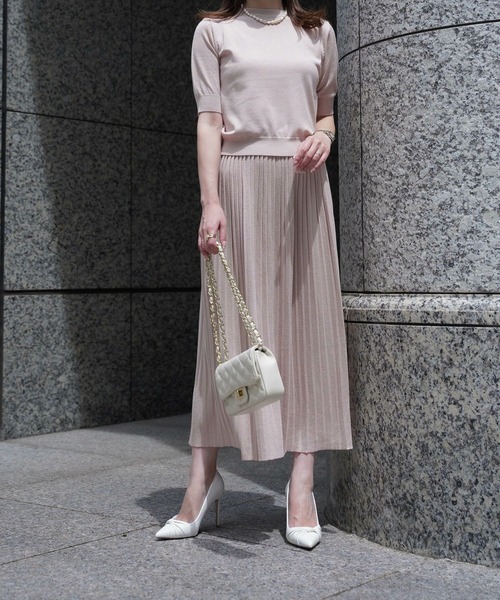 ニット セーター バック パール ベーシック ラメ ニット トップス HUIT レディース HUIT bouquet ニット セーター バック パール ベーシック ラメ