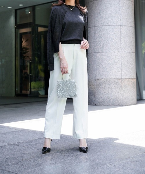 ニット セーター バック パール ベーシック ラメ ニット トップス HUIT レディース HUIT bouquet ニット セーター バック パール ベーシック ラメ