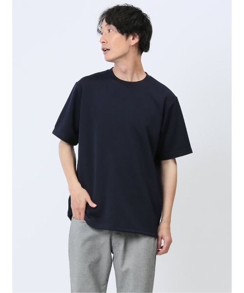 メンズ 半袖Tシャツ TF2308BK TAKA-Q tシャツ 「ストレッチ」タカキュー ふくれジャガード