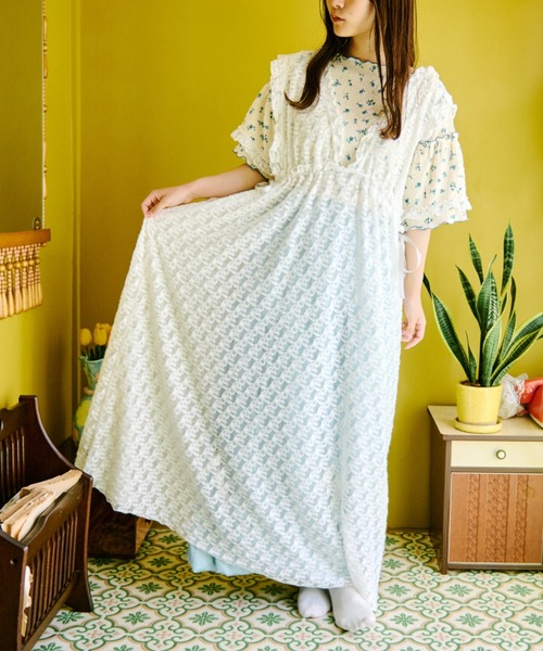 ワンピース kutaro セール】【クティールとレトロ】2WAYレース襟フレアワンピース