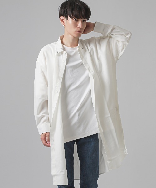 LUXSTYLE（ラグスタイル） シャツ チェーンネックカラーピン付き無地