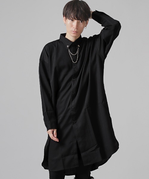 LUXSTYLE（ラグスタイル） シャツ チェーンネックカラーピン付き無地