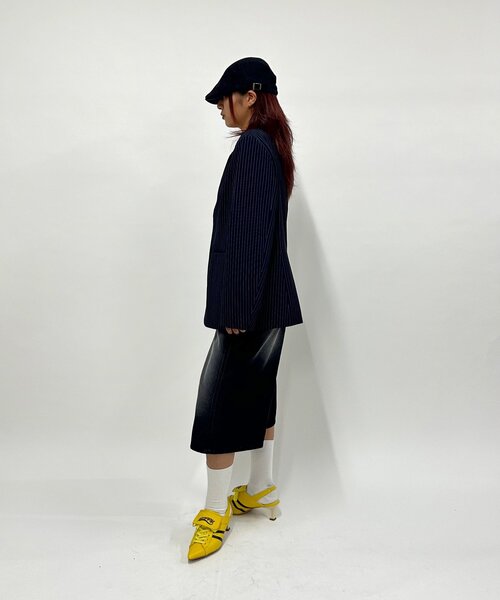 WHO'WHO gallery セットアップ 黒×オレンジ ストライプ WHOS WHO