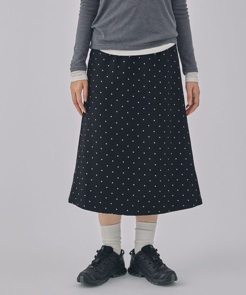 Unblend スカート 「Unblend」バイアスチェック/ドット フレア