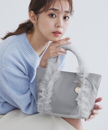 3084　3086　女の子パネルのフリル2wayトート中 index トートバッグ 2WAYフリルショルダーバッグ レディース