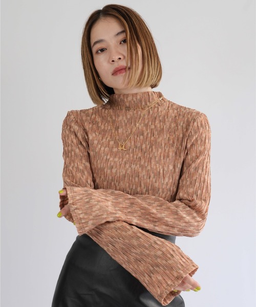 tシャツ 「ZOZO限定」モザイク柄 ハイネック トップス 長袖 カットソー レディース