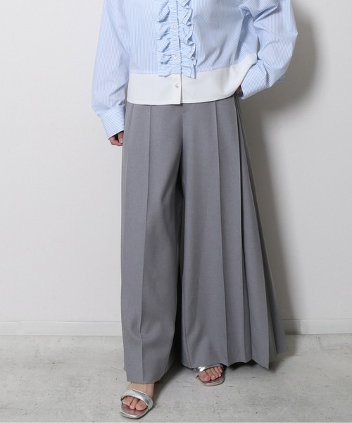 パンツ プリーツワイドパンツ レディース