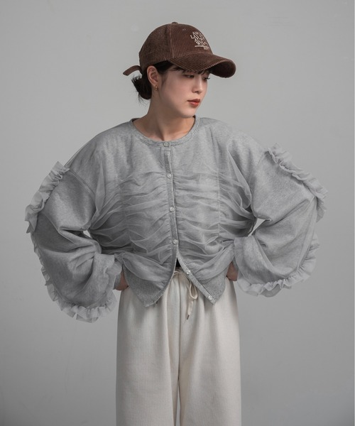 lawgy チュールドッキングフリルスウェット lawgy tシャツ tulle docking frill sweat / チュールドッキング