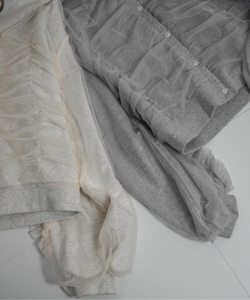 lawgy tシャツ tulle docking frill sweat / チュールドッキング