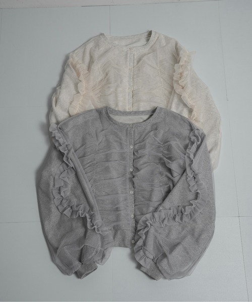 lawgy tシャツ tulle docking frill sweat / チュールドッキング