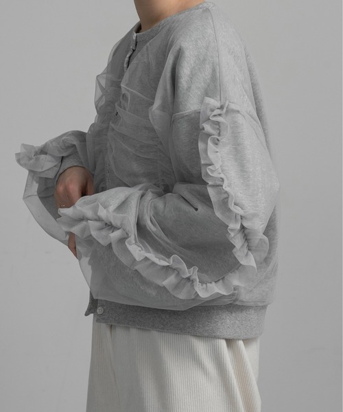 lawgy チュールドッキングフリルスウェット lawgy tシャツ tulle docking frill sweat / チュールドッキング