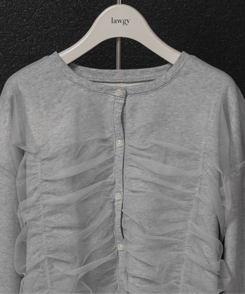 lawgy チュールドッキングフリルスウェット lawgy tシャツ tulle docking frill sweat / チュールドッキング