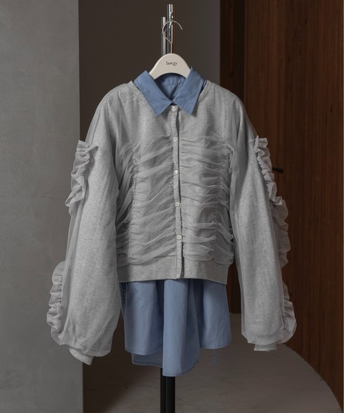 lawgy チュールドッキングフリルスウェット lawgy tシャツ tulle docking frill sweat / チュールドッキング