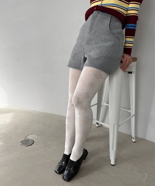 SANSeLF（サンセルフ） タイツ アーガイル柄タイツ レトロムード