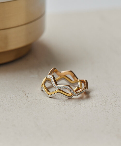 指輪 リング 「金属アレルギー対応/ステンレス」ギザギザ3色リング レディースの画像