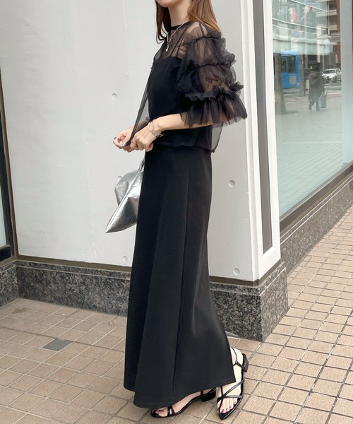 トップス TIERED FRILL SLEEVE SHIRRING T-SHIRT Tiered frill sleeve shirring t-shirt