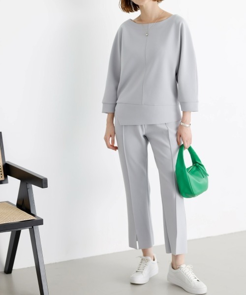 tシャツ カットソー２点セット（トップス＋クロップドパンツ）「大きいサイズ有」「OtonaSMILE」 レディース