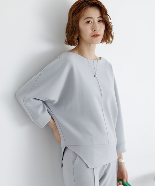 tシャツ カットソー２点セット（トップス＋クロップドパンツ）「大きいサイズ有」「OtonaSMILE」 レディース SMILELAND tシャツ カットソー2点セット（トップス＋クロップド