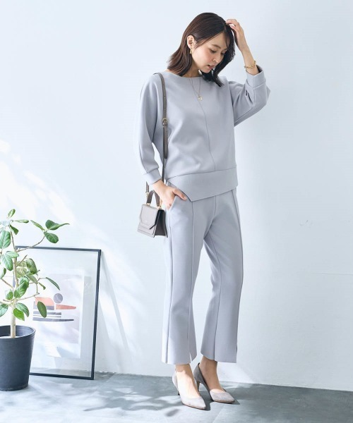 tシャツ カットソー２点セット（トップス＋クロップドパンツ）「大きいサイズ有」「OtonaSMILE」 レディース SMILELAND tシャツ カットソー2点セット（トップス＋クロップド